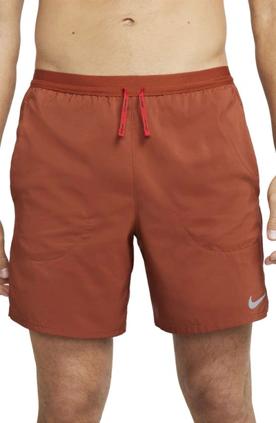 Nike Flex Stride Performance Athletic Shorts In Rugged Orange/ Black