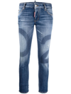 Dsquared2 Cropped Logo-wash Jeans In Blue