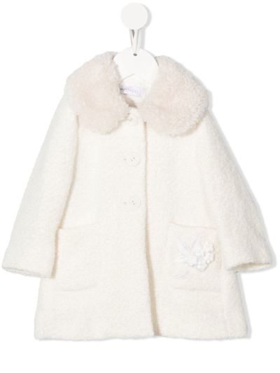 Monnalisa Babies' Embroidered-detail Coat In Neutrals