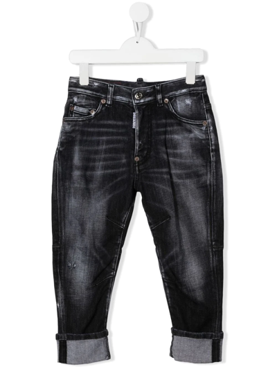 Dsquared2 Kids' Mid-rise Distressed-effect Jeans In Dq02