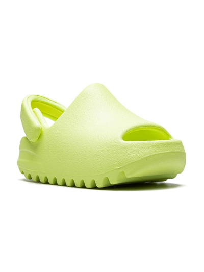 Adidas Originals Kids' Yeezy "glow Green" Slides In Yellow