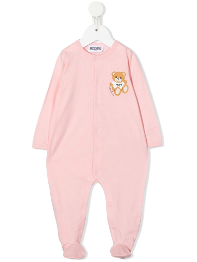 Moschino Babies' Teddy Bear Motif Bodysuit In Pink