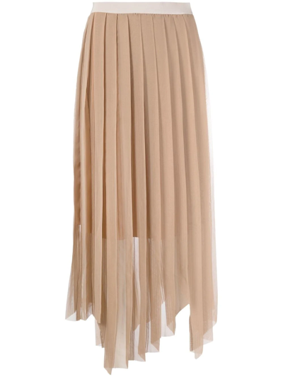 Peserico Pleated Asymmetric Skirt In Neutrals