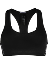 Dsquared2 Stretch Cotton Sport Bra With Logoed Bands In Black