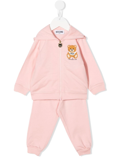 Moschino Babies' Teddy Bear 印花棉运动套装 In Pink