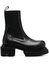 Rick Owens Womens Black Beatle Bogun Leather Heeled Boots In Black