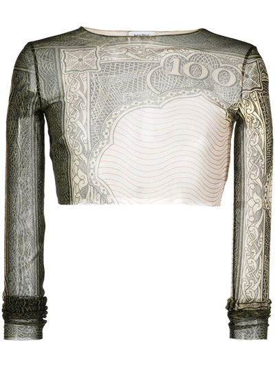 JEAN PAUL GAULTIER GRAPHIC-PRINT STRETCH CROPPED TOP