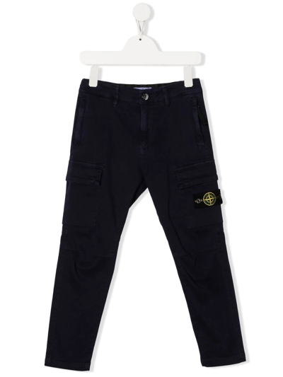 Stone Island Junior Kids' Straight-leg Cargo Trousers In Blue