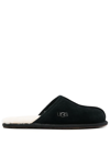 Ugg Black Wool Slip-on Slippers With Cream Lining In Black