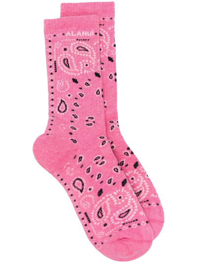 Alanui Socks In Rose-pink Cotton In Multi-colored
