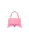 Balenciaga Hourglass Crocodile-embossed Small Handbag In Sweet Pink