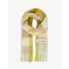 Acne Studios 'vally' Fringed Chequered Wool Blend Scarf In Yellow