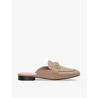 Dune Glowin Snaffle Trim Backless Leather Loafers In Taupe