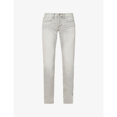 Tom Ford Japanese Selvedge Regular-fit Tapered-leg Jeans In Silv Sld