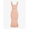 Galvan Atalanta Flared-hem Stretch-woven Midi Dress In Blush