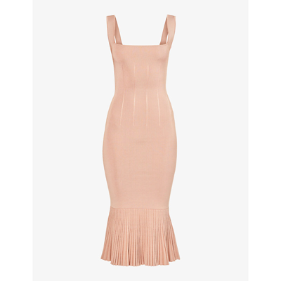 Galvan Atalanta Flared-hem Stretch-woven Midi Dress In Pink