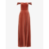 Jenny Yoo Issa Off-shoulder Velvet Maxi Dress In English Rose