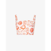 Borgo De Nor Didi Square-neck Cotton-poplin Crop Top In Summer Sun Red