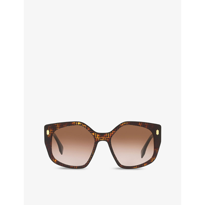 Fendi Fn000584 Monogram Cat-eye Acetate Sunglasses In Brown