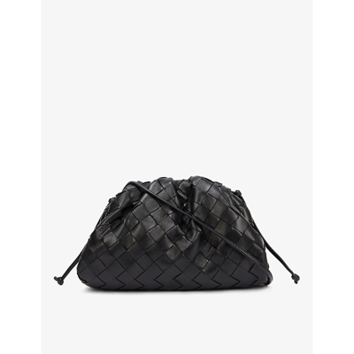 Bottega Veneta The Pouch Small Intrecciato Leather Clutch Bag In Noir