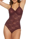 Bali Lace 'n Smooth Firm Control Bodysuit In Nightfire Red