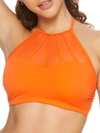 Pour Moi Space High Neck Bikini Top In Orange