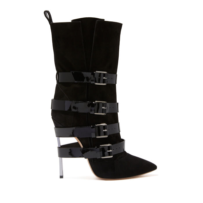 Casadei Blade Kinky High Heels Ankle Boots In Black Suede