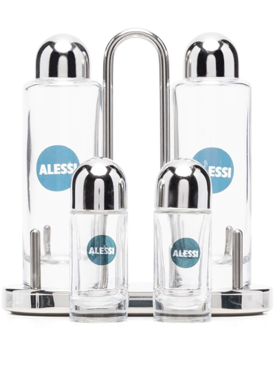Alessi Glass Condiment Set In White