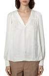 Zadig & Voltaire Telia V-neck Satin Blouse In Craie