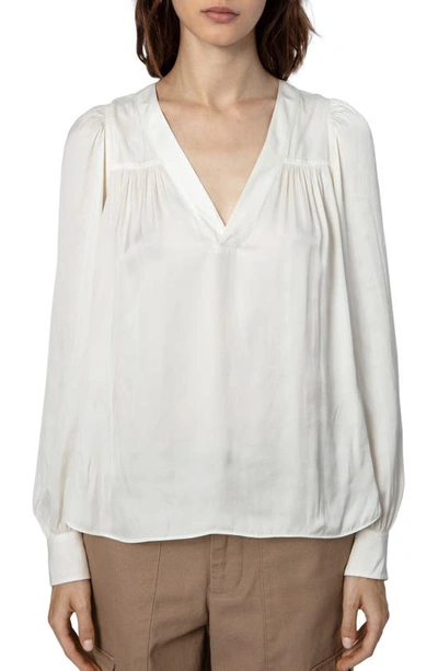Zadig & Voltaire Telia V-neck Satin Blouse In Neutrals