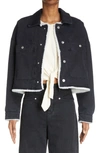 ISABEL MARANT PAOLETA DENIM & FAUX SHEARLING JACKET