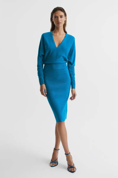 blue navy silk dress Alayna Satin V-Neck Mermaid Formal Dress main image 0