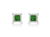 HAUS OF BRILLIANCE HAUS OF BRILLIANCE .925 STERLING SILVER 1/10 CTTW MIRACLE SET PRINCESS-CUT TREATED GREEN DIAMOND STU