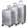Travellty Badgley Mischka Contour 3 Piece Expandable Luggage Set In Grey