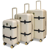 Travellty Badgley Mischka Grace 3 Piece Expandable Retro Luggage Set In White