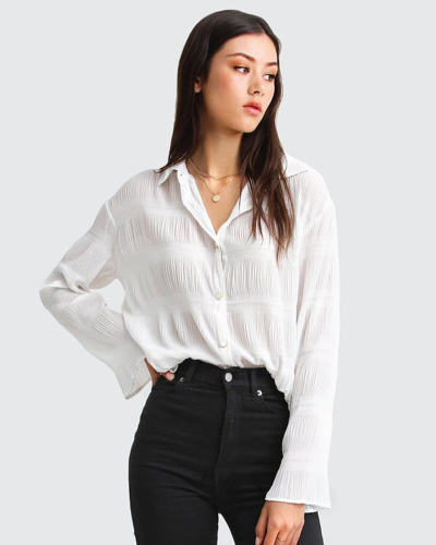 Belle & Bloom Yoko Shirred Chiffon Blouse - Cream