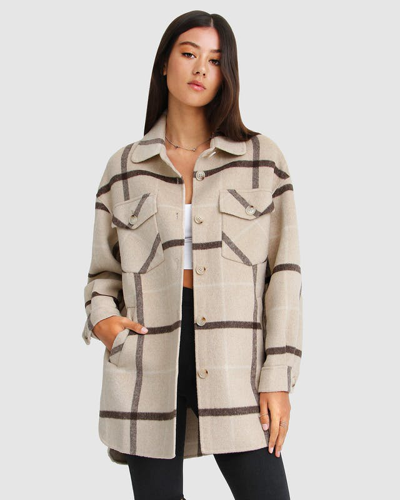 Belle & Bloom Rivers Edge Plaid Shacket In Brown