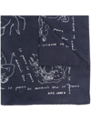 Apc All-over Graphic-print Scarf In Blue