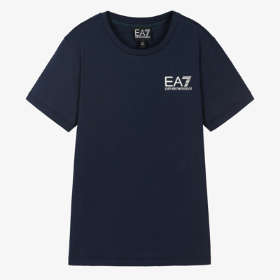 Ea7 Teen Logo-print T-shirt In Blue