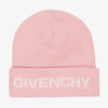 GIVENCHY GIRLS PINK KNITTED LOGO HAT