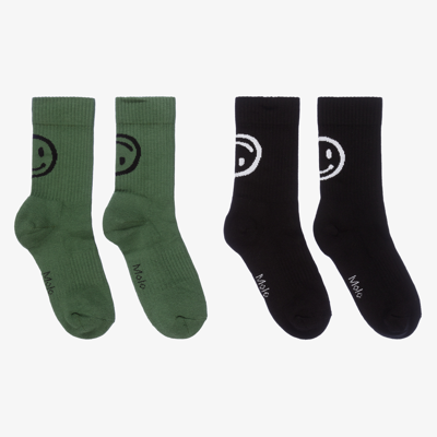 Molo Babies' Boys Black & Green Socks (2 Pack)