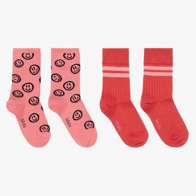Molo Babies' Girls Pink & Red Socks (2 Pack)