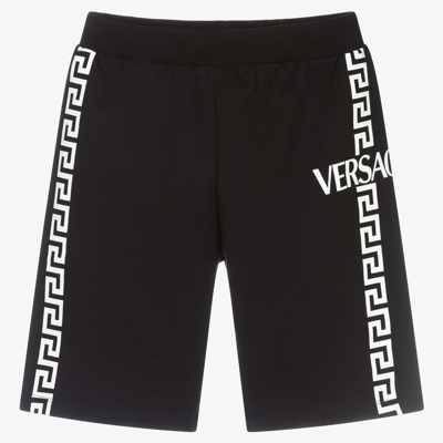 Versace Boys Teen Black Greca Logo Shorts