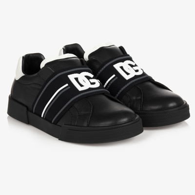 Dolce & Gabbana Kids' Boys Black Leather Trainers