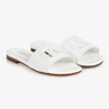 Dolce & Gabbana White Leather Slide With Dg Logo In White