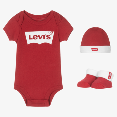 Levi's Babies' Red Cotton Bodyvest Gift Set