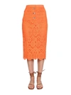 Self-portrait Self Portrait Lace Midi Skirt With Golden Buttons In Orange