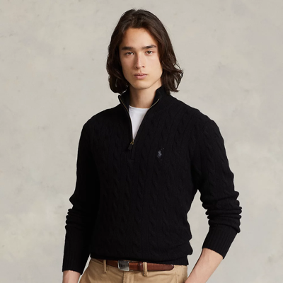 Ralph Lauren Cable-knit Wool-cashmere Sweater In Blue