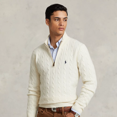 Ralph Lauren Cable-knit Wool-cashmere Sweater In Andover Cream | ModeSens