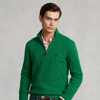 Polo Ralph Lauren Cable-knit Wool-cashmere Sweater In Grass Green